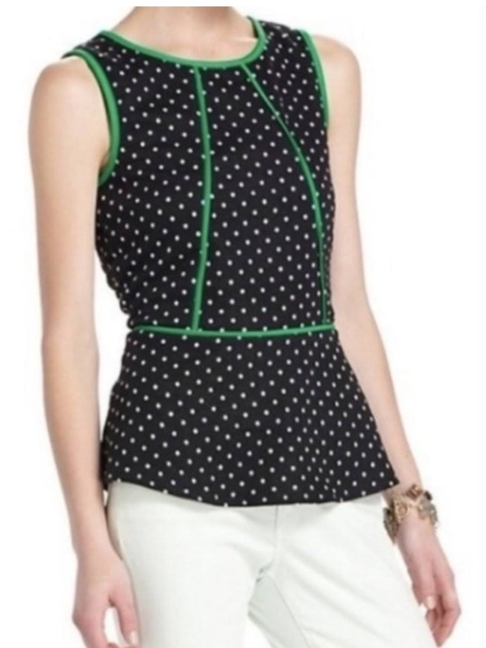 Anthropologie Weston Wear Bloomfall Polka Dot Peplum Tank